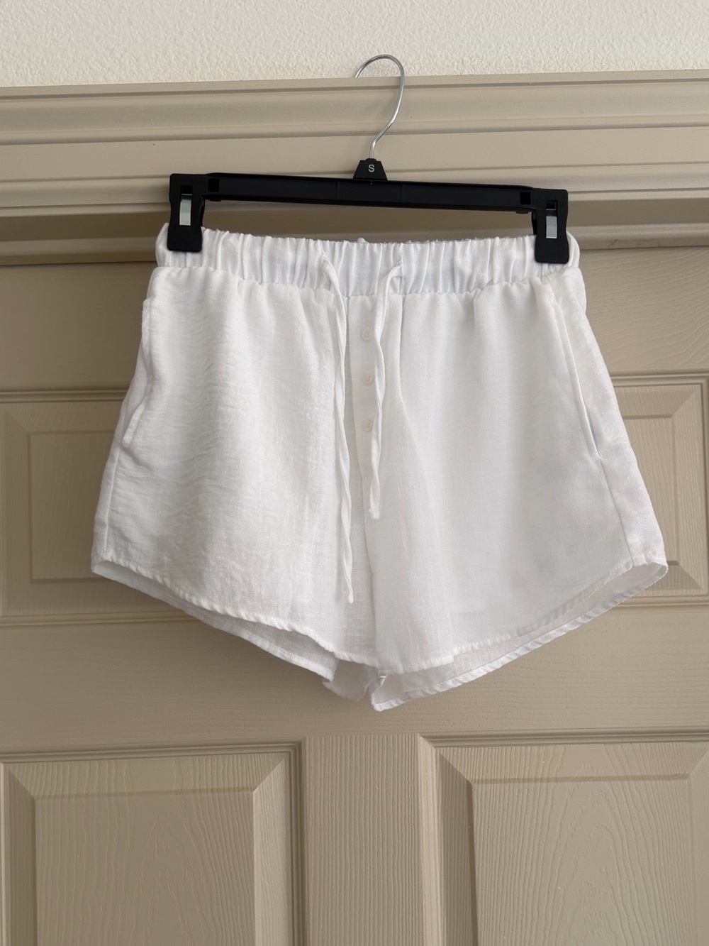 Bershka white linen shorts